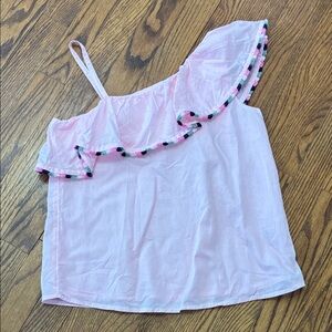 NWT Janie and Jack Light Pink Ruffle Top 100% cotton size 12